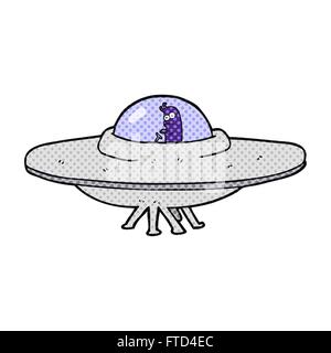 freehand drawn cartoon flying saucer Stock Vector