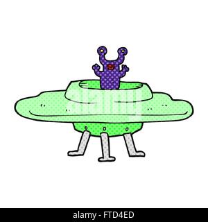 freehand drawn cartoon flying saucer Stock Vector