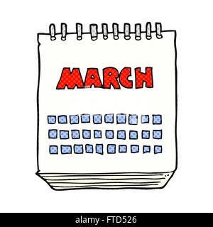 freehand drawn cartoon march calendar Stock Vector