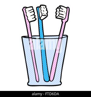 freehand drawn cartoon glass and toothbrushes Stock Vector Image & Art ...
