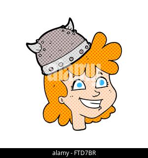 freehand drawn cartoon female viking Stock Vector