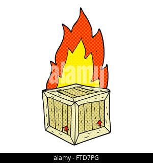 freehand drawn cartoon burning crate Stock Vector