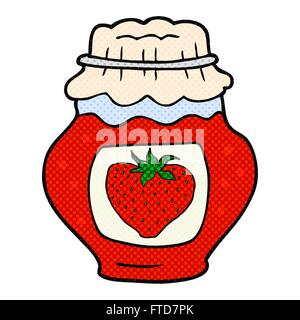 freehand drawn cartoon jar of strawberry jam Stock Vector