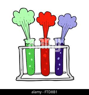 freehand drawn cartoon rack of test tubes exploding Stock Vector