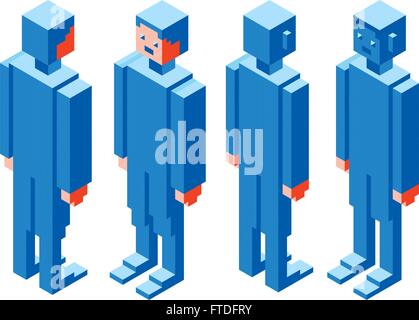 Simple 3D Vector Boxed Character Stock Vector