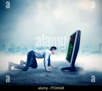 Businessman in front of the computer Stock Photo
