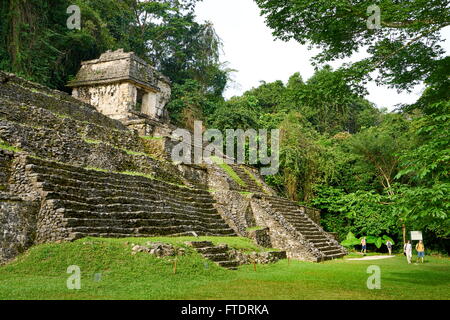 Temple of the Skull, Ancient Maya Ruins, Palenque, Mexico Stock Photo