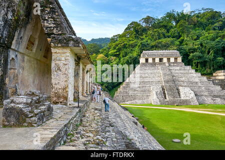 Temple of Inscriptions or Templo de Inscripciones, Ancient Maya Ruins, Palenque Archaeological Site, Palenque, Mexico, UNESCO Stock Photo