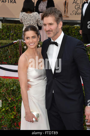 LOS ANGELES, CA - JANUARY 30, 2016: Amanda Peet & David Benioff at the 22nd Annual Screen Actors Guild Awards at the Shrine Auditorium. © Featureflash Stock Photo