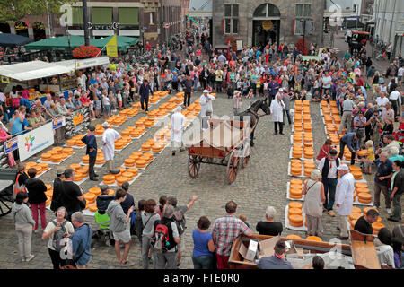 Looking down on the famous cheese market in Gouda, South Holland, Netherlands. Stock Photo