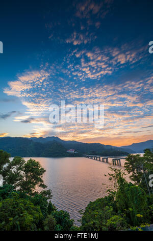 Sunset dusk at Banding Island, Temenggor Lake, Malaysia Stock Photo