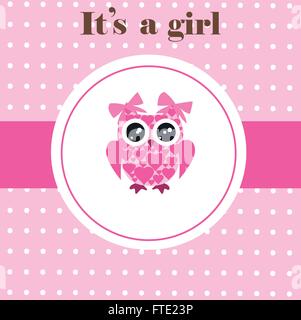 vector illustration of a baby card with owl Stock Vector