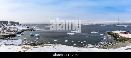 Nuuk city old harbor panorama, Greenland Stock Photo