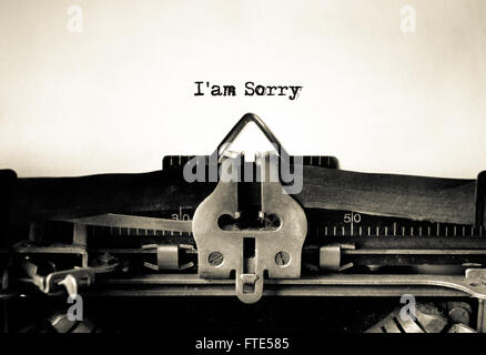 I am Sorry message typed on vintage typewriter Stock Photo