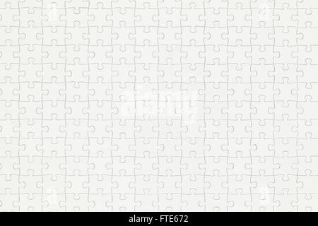 Closeup of Completed White Puzzle With Copy Space. Stock Photo