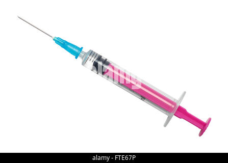 Small Syringe with Needle Cut Out on White Background. Stock Photo