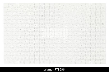 Entire Complete White Puzzle with Copy Space Isolated on White Background. Stock Photo