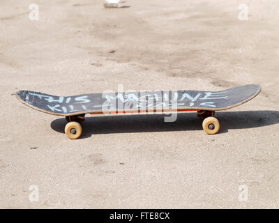 old used wooden skateboard Stock Photo