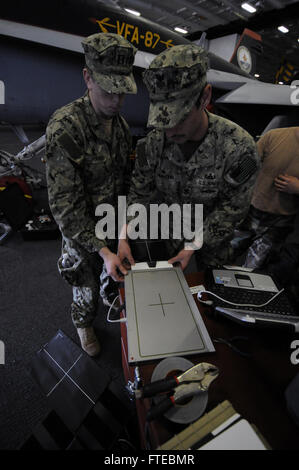 140311-N-IM823-083  ANTALYA, Turkey (March 11, 2014) Lt. Joe Unruh, left, from San Francisco and Explosive Ordnance Disposal 1st Class Shawn Simmons from Lexington, Va., load an X-Ray plate into a MMX scanner aboard the aircraft carrier USS George H.W. Bush (CVN 77) during a joint exercise with Explosive Ordnance Disposal Mobile Unit 12 Platoon 3-2 and Turkish Service Explosive Ordnance Disposal (SASEOD) Commandos. George H.W. Bush is on a scheduled deployment supporting maritime security operations and theater security cooperation efforts in the U.S. 6th Fleet area of operations.   (U.S. Navy Stock Photo