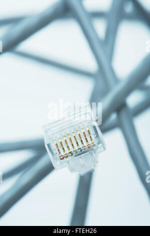 Wire for connection of a computer to the Internet Stock Photo