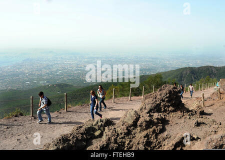 NAPLES, Italy (Oct. 13, 2014) - Sailors and Marines hike Mount Vesuvius while on a liberty port visit to Naples, Italy. Bataan, homeported in Norfolk, Va., is conducting naval operations in the U.S. 6th Fleet area of operations in support of U.S. national security interests in Europe. Stock Photo