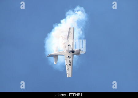 G-IITC, a privately-owned Mudry CAP-232 aerobatic aircraft, displaying over Ayr during the Scottish Airshow in 2014. Stock Photo