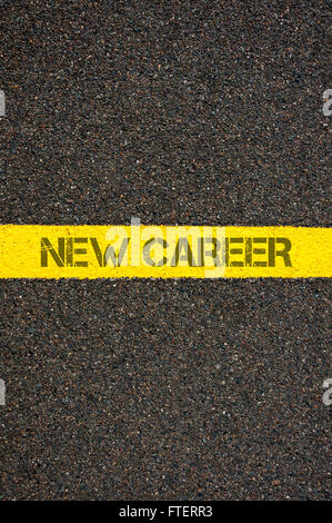 Road marking yellow paint dividing line with words NEW CAREER, concept image Stock Photo