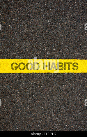 Good habits road sign on sky background Stock Photo - Alamy