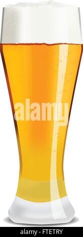 High glass of light beer realistic vector Stock Vector