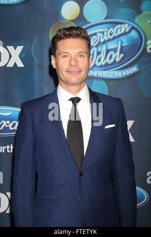 American Idol Farewell Season Finalist Party at the London Hotel - Arrivals  Featuring: Ryan Seacrest Where: West Hollywood, California, United States When: 26 Feb 2016 Stock Photo