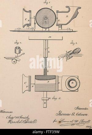 Collection of United States patents granted to Thomas A. Edison, 1869-1884 (1869) Stock Photo