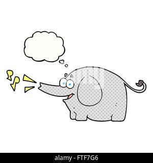 freehand drawn thought bubble cartoon trumpeting elephant Stock Vector