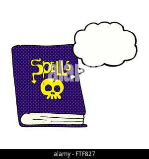 freehand drawn thought bubble cartoon spell book Stock Vector