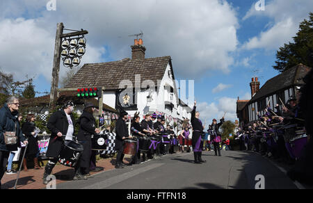 Bolney, Sussex, UK. 28th March, 2016.  The Stix Drummers perform at the Bolney Pram Races held every year on Easter Bank Holiday Monday . This year they are raising money for Chailey Heritage and the Service by Emergency Rider Services charities  Credit:  Simon Dack/Alamy Live News Stock Photo