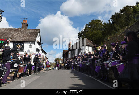 Bolney Sussex UK 28th March 2016 -  The Stix Drummers performing at the Bolney Pram Races held every year on Easter Bank Holiday Monday . This year they are raising money for Chailey Heritage and the Service by Emergency Rider Services charities  Credit:  Simon Dack/Alamy Live News Stock Photo