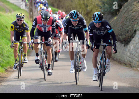 Deinze, Belgium. 27th Mar, 2016. GOLAS Michal (POL) Rider of TEAM SKY in action during the Flanders Classics UCI World Tour 78nd Gent-Wevelgem cycling race with start in Deinze and finish in Wevelgem © Action Plus Sports/Alamy Live News Stock Photo