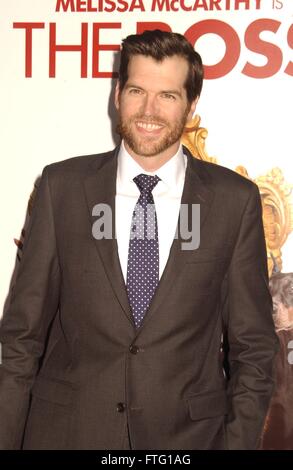 Hollywood, California, USA. 28th Mar, 2016. Timothy Simonss attends the Premiere Of ''The Boss'' at the Village Theater in Westwood, Ca on March 28, 2016. 2016 Credit:  Phil Roach/Globe Photos/ZUMA Wire/Alamy Live News Stock Photo