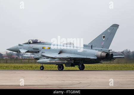 Eurofighter waiting to release the wheel brake at RAF Coningsby. Stock Photo