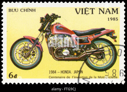 BUDAPEST, HUNGARY - 18 march 2016:  a stamp printed by Viet Nam, shows Honda, circa 1985 Stock Photo