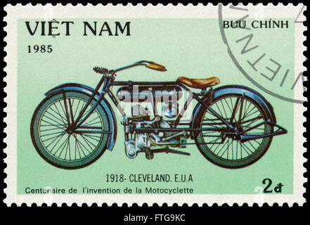 BUDAPEST, HUNGARY - 18 march 2016:  a stamp printed by Viet Nam, shows Cleveland, circa 1985 Stock Photo