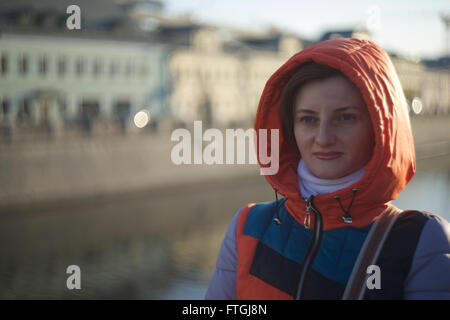 03/26/2016 Russia, Moscow. A series of 'Walking in Moscow. Moscow and faces.' Portrait of a girl. Stock Photo