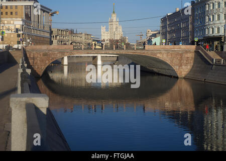 03/26/2016 Russia, Moscow. A series of 'Walking in Moscow. Moscow and faces.' Drainage channel views on 'Moskvoretsky Bridge' Stock Photo