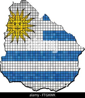 Uruguay map with flag inside Stock Vector
