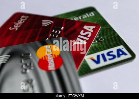 Several credit cards pictured in Kingston, Ont., on March 15, 2016. Photo by Lars Hagberg Stock Photo