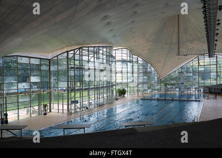 Interior of the Munich Olympic Swimming Pool, Munich, Germany, Europe. Stock Photo