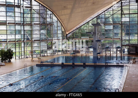 Interior of the Munich Olympic Swimming Pool, Munich, Germany, Europe. Stock Photo