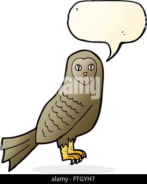 cartoon owl with speech bubble Stock Vector