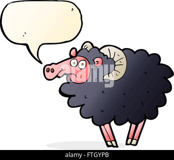 cartoon black sheep with speech bubble Stock Vector