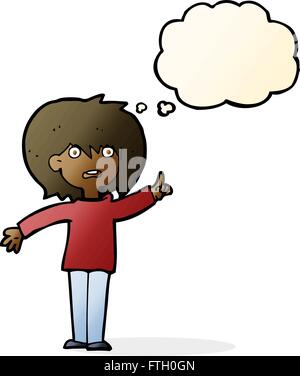 cartoon woman asking question with thought bubble Stock Vector