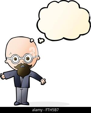 cartoon genius scientist with thought bubble Stock Vector